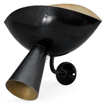 A Serge Mouille black enameled steel  'Chachan' wall lamp, Frankrike 1950-tal.