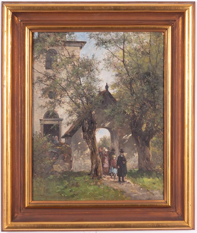 Severin Nilson, Outside the church.