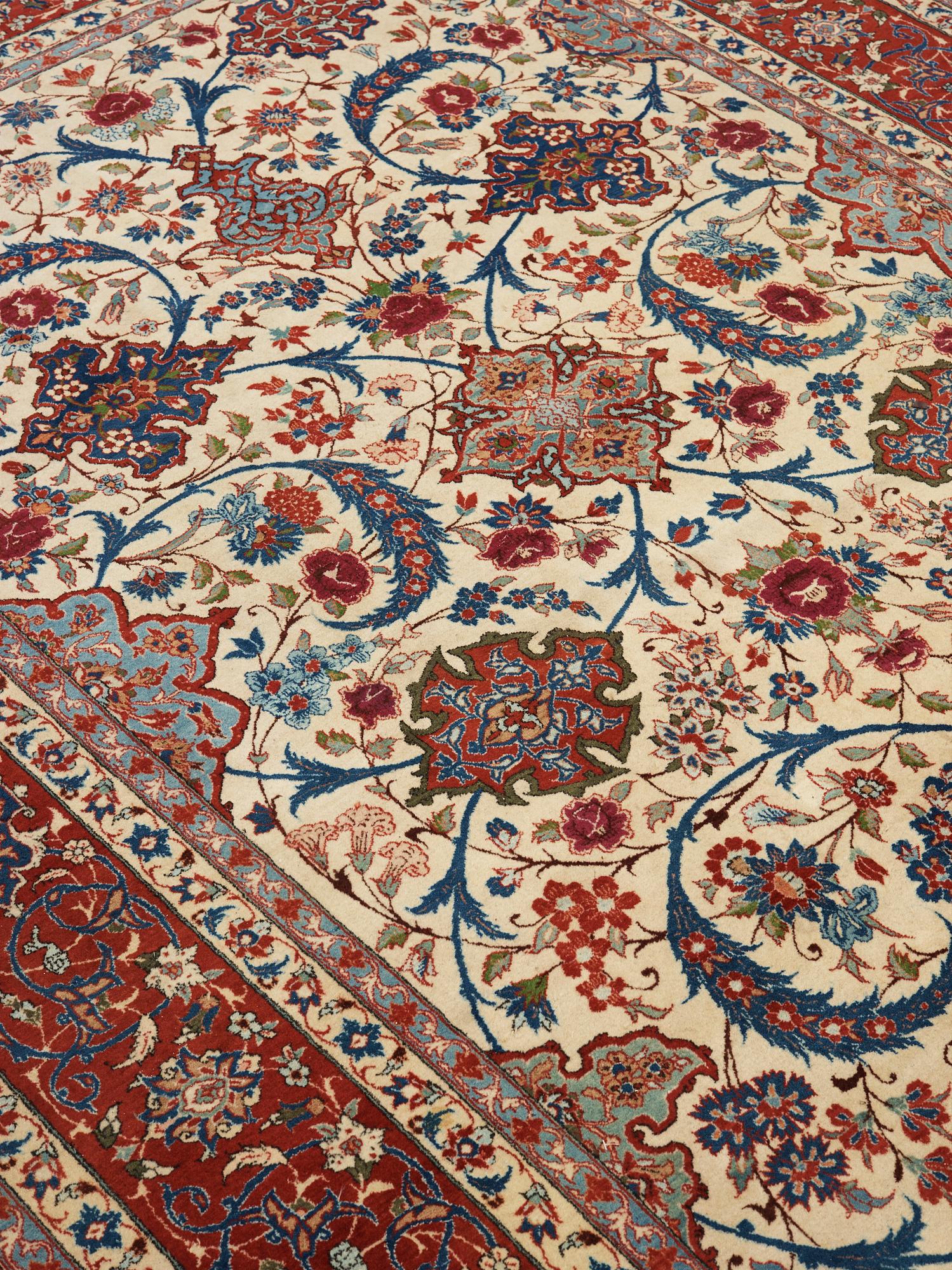 A old Esfahan carpet, around 299 x 210 cm.