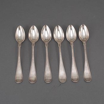 A Swedish set of six early 19th century silver ice-cream spoons, mark of Stephan Westerahle, Stockholm 1804.