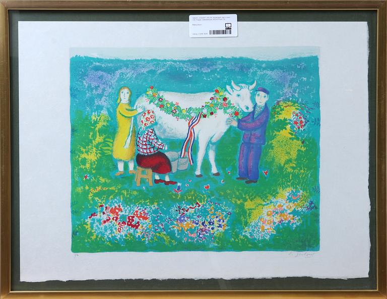 LENNART JIRLOW, färglitografi, sign o numr 1/50. Papper vattenstämplat; Mourlot Paris.