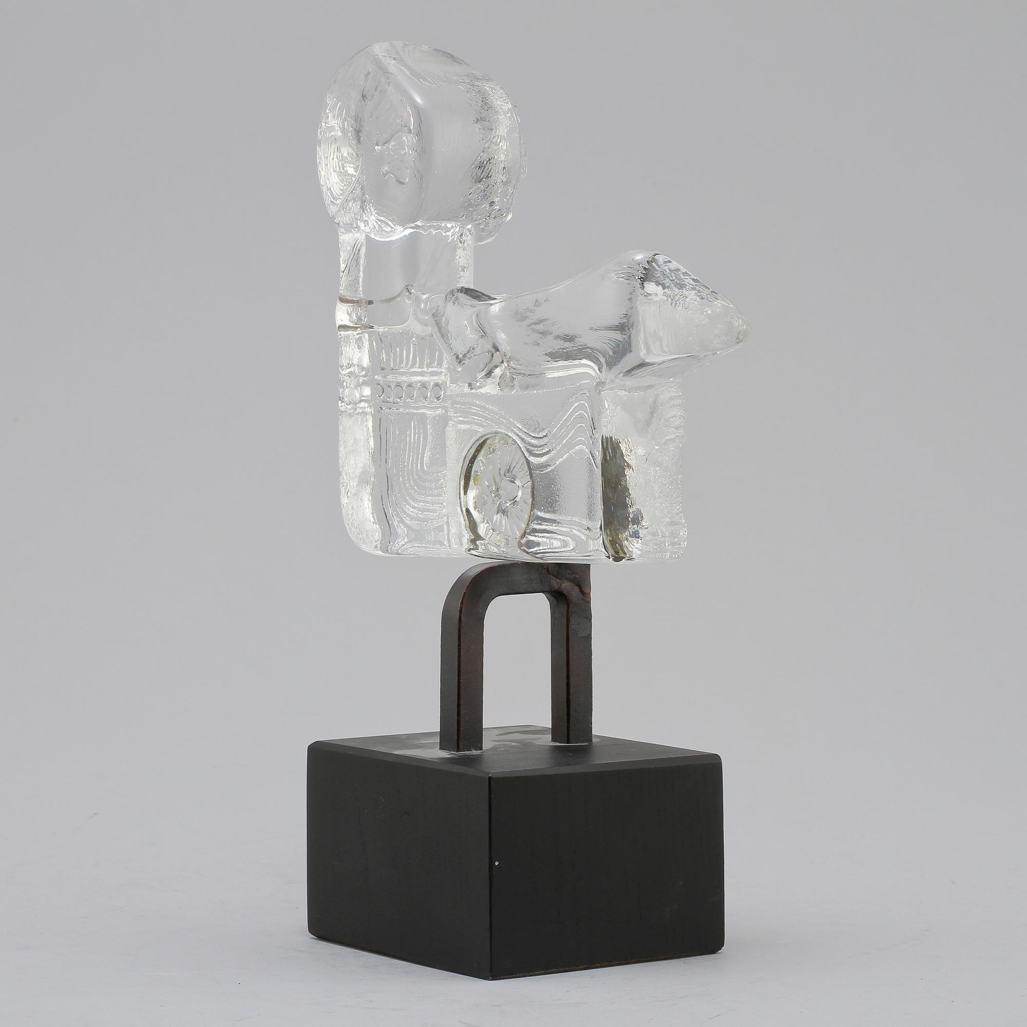 SKULPTUR, glas, Bertil Vallien, Boda trä, osign, 1900-tal.