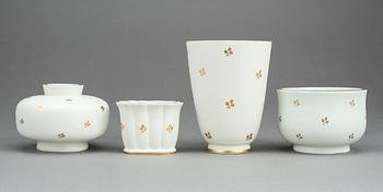 PARTI KERAMIK, 4 delar, stengods, Carrara-glasyr, Wilhelm Kåge, Gustavsberg.