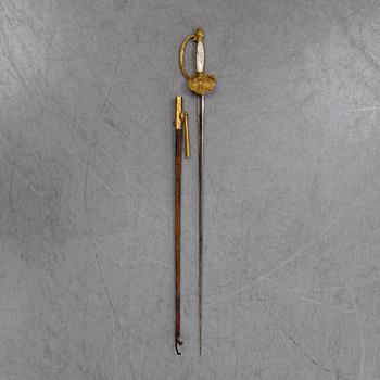 A french small sword with scabbard, early 19th Century.