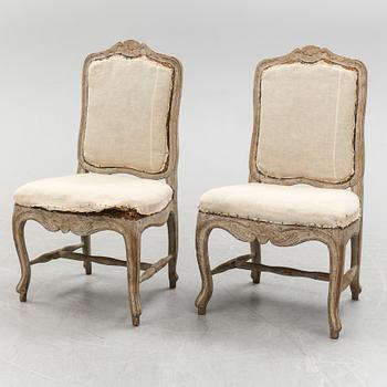 A pair of mid 18th century rococo chairs.