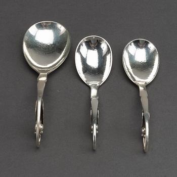 GEORG JENSEN, serveringsbestick 7 dlr sterling Köpenhamn 1900-talets första hälft.