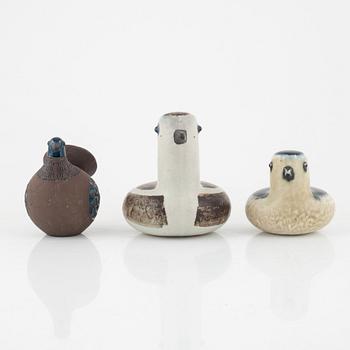 Sylvia Leuchovius, two stoneware figurines, and one figurine by Inger Persson, Rörstrand, Sweden.