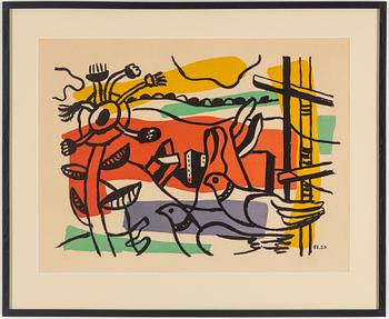 FERNAND LÉGER, färglitografi, "Composition aux deux oiseaux", signerad och numrerad 72/75.