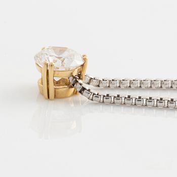 Pendant with brilliant-cut diamond, with chain.