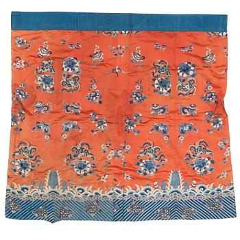 An embroidered silk altar cover, China, Qing dynasty.