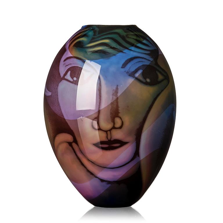 Eva Englund, a graal glass vase, Orrefors, 1986.