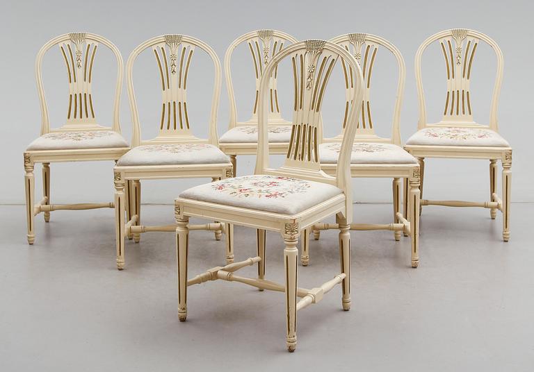 MATSALSGRUPP, 7 delar, gustaviansk stil, 1900-talets andra hälft.