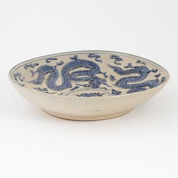 A ceramic dragon dish, Sout East Asia, 20th century.