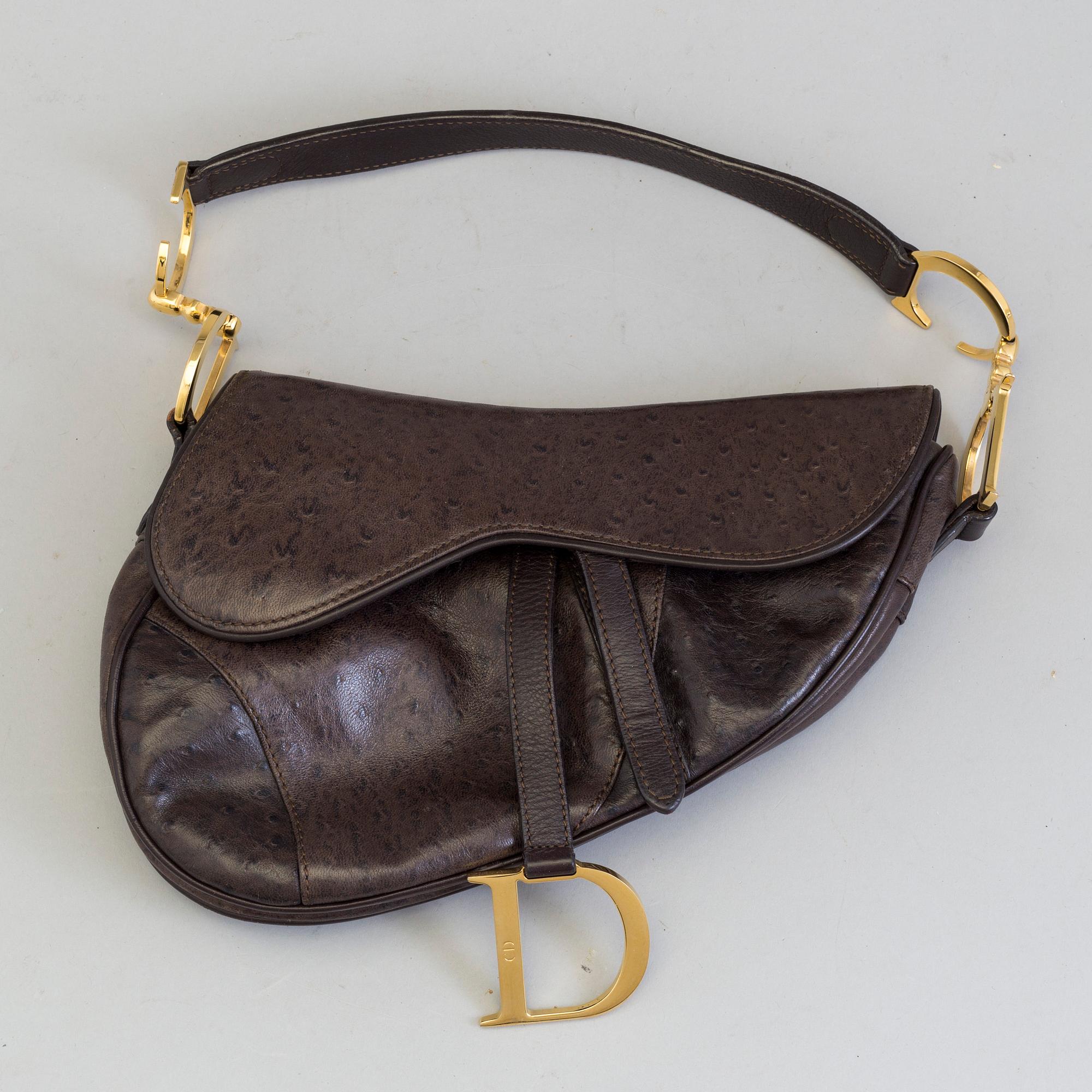CHRISTIAN DIOR, a ostrich leather 'Sadle bag' handbag.