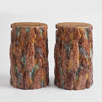 A pair of mayolica garden stools from Gustavsberg, late 19th century.