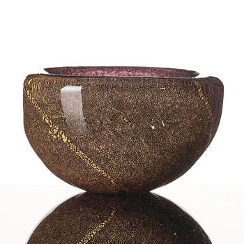 Carlo Scarpa, skål, "Sommerso a bollicine", modellnummer 3565, Venini, Murano Italien, ca 1935-43.