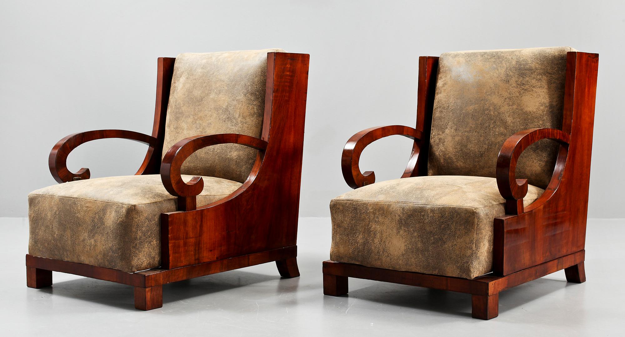 FÅTÖLJER, ett par, art deco-stil, 1900-tal.