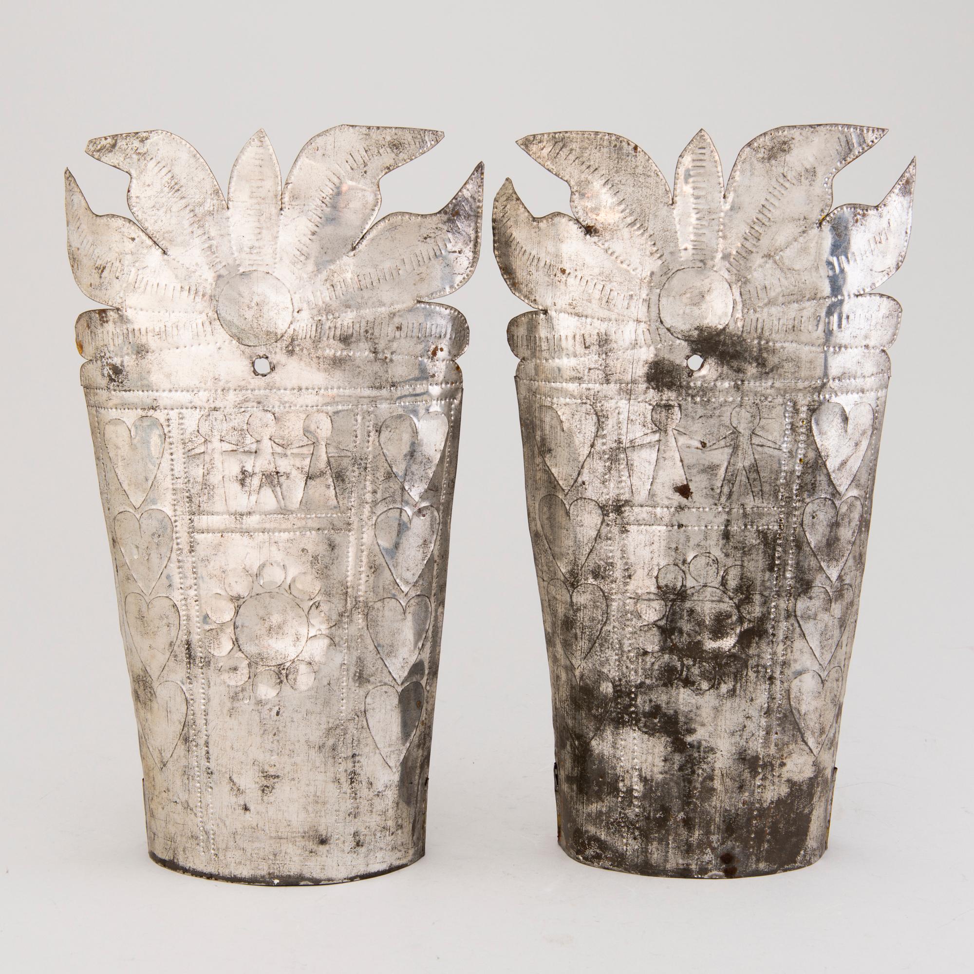 A PAIR OF WALL SCONCES, metal, Finland late 19th century.