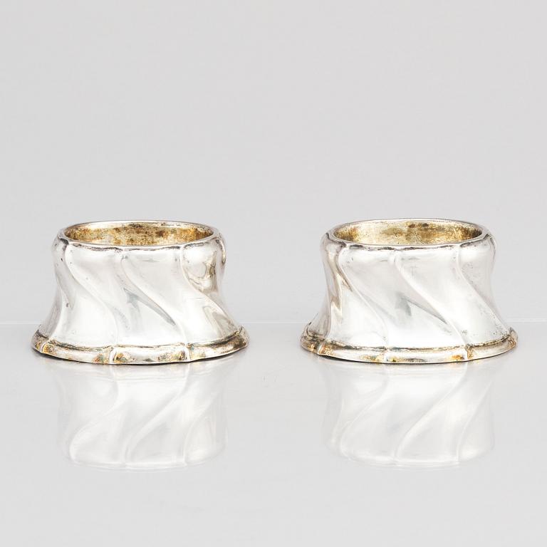 A pair of Swedish 18th century parcel-gilt silver salt cellars, mark of Andreas Öhrman, Stockholm 1756.