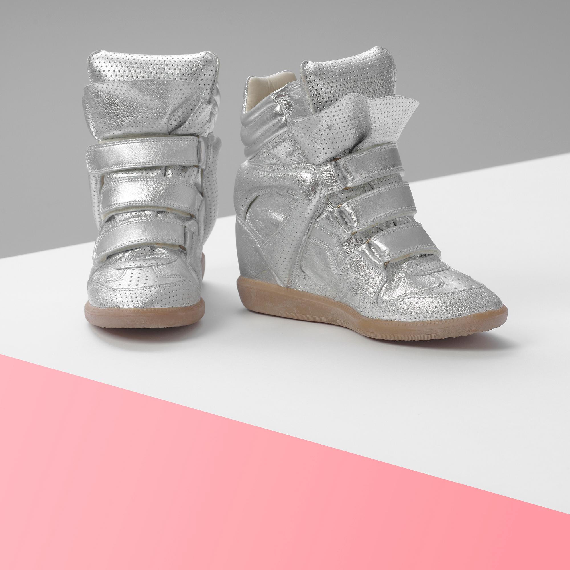 A pair of silvercoloured leather sneakers from Isabel Marant, size 38.