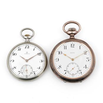 FICKUR, 2 st, Omega samt Zenith, Schweiz, början 1900-talets.