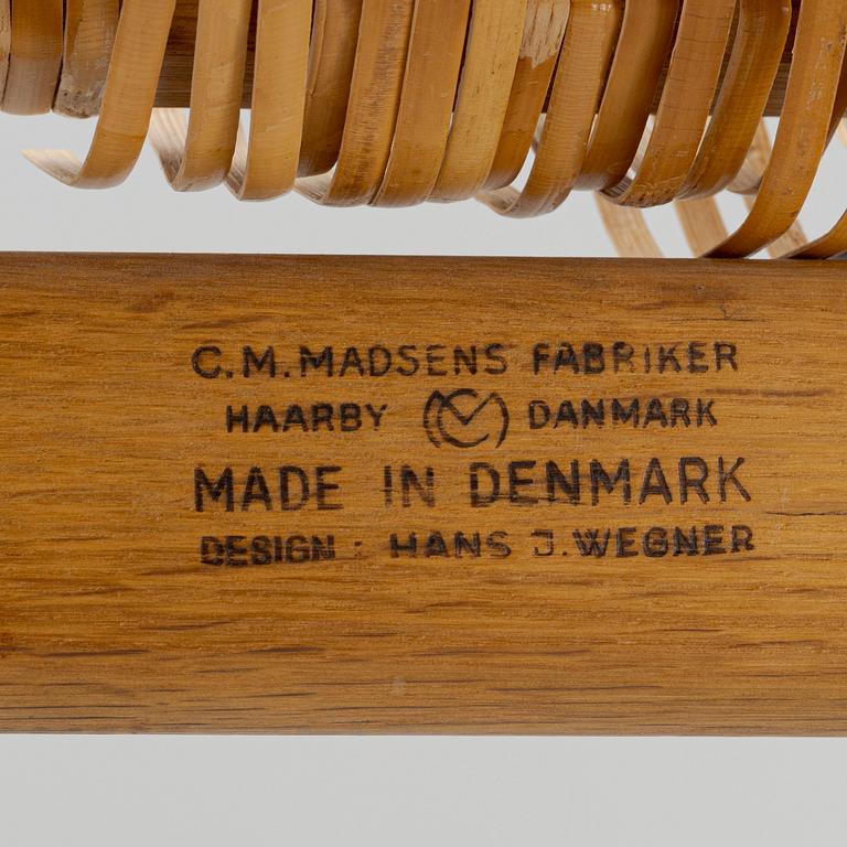 Hans J. Wegner, chairs, 7 pcs, "W2", CM Madsen, Denmark, designed in 1953.