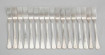 BORDSGAFFLAR, 16 st, silver, CG Hallberg, bl a 1952. Vikt ca 658 gram.