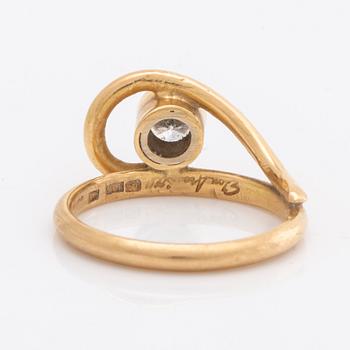 RING 18k gold 1 brilliant-cut diamond 0,47 ct inscribed, ca H-I VS.