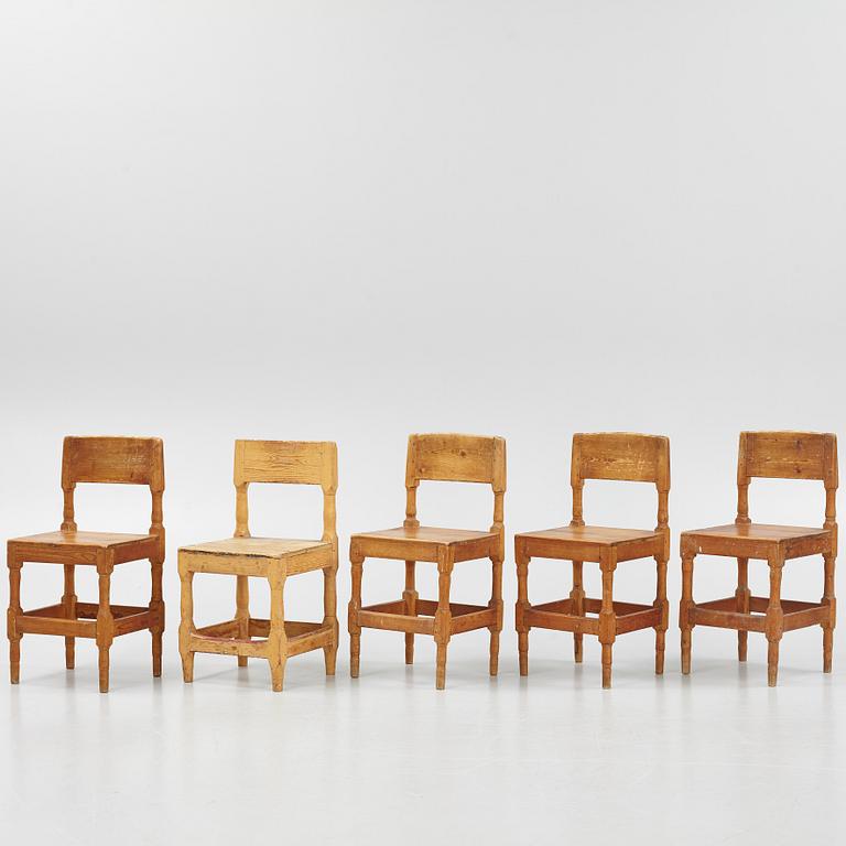 Stolar, 5 st, allmoge, 1800-tal.