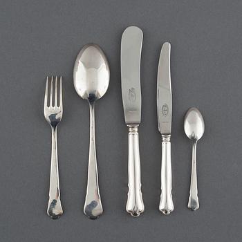 BESTICK, 52 delar, silver, "Chippendale", GAB, Eskilstuna, 1900-talets fjärde kvartal.