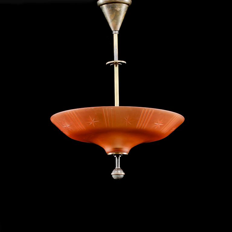 TAKLAMPA, sannolikt Orrefors, 1920/1930-tal, höjd 56 cm.