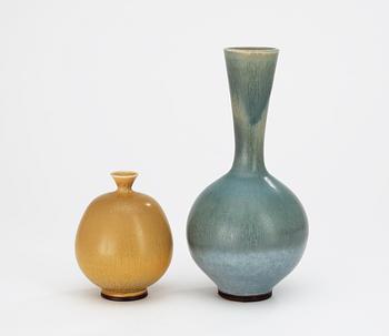 Two Berndt Friberg stoneware vases, Gustavsberg studio 1968 and 1978.