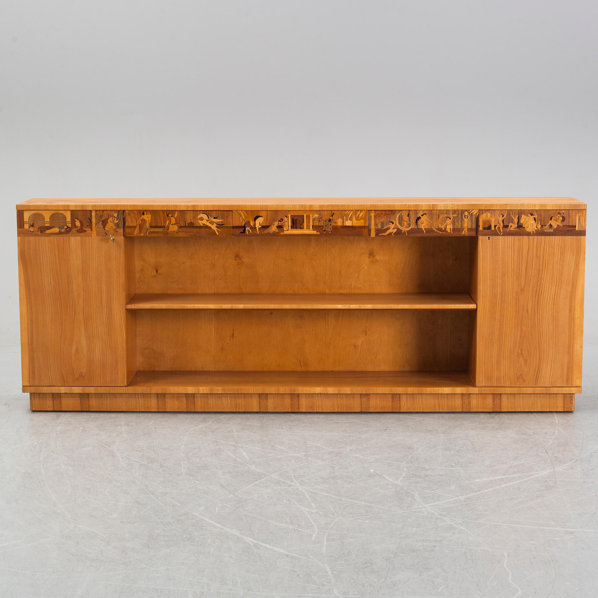 An inlaid bookcase from Mjölby Intarsia, 1930's.