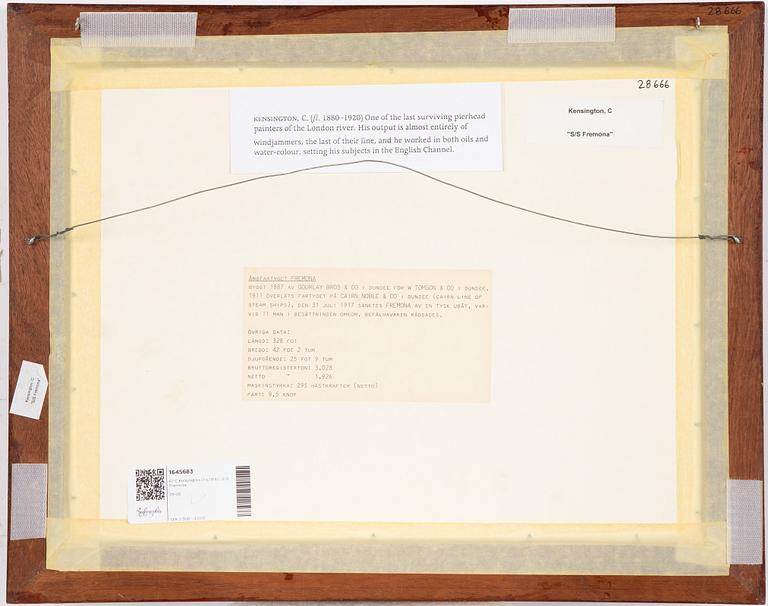 C. Kensington, 1800-/1900-tal, S/S Fremona.
