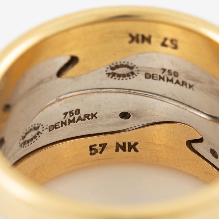 Georg Jensen, ring, "Fusion", 4 delar, 18K guld och vitguld, med briljantslipade diamanter.