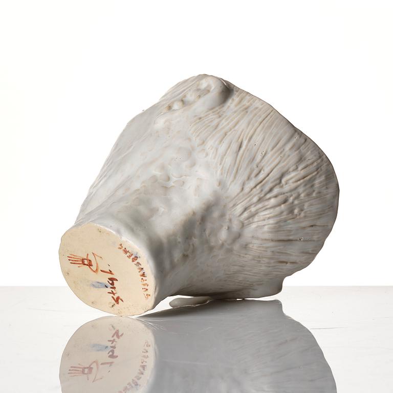 Stig Lindberg, a white glazed stoneware vase of a head, Gustavsberg Studio, probably 1940s.