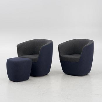 UN Studio/Ben van Berkel, a pair of 'Seating Stones' armchairs with a foot stool, Walter Knoll.