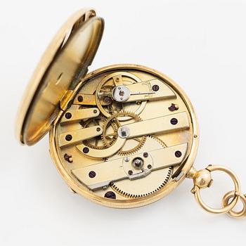 Pocket watch, 18K gold, 36.5 mm.