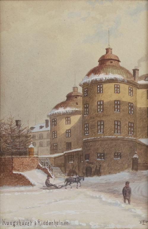 FREDRIK ISBERG, 4 st. Akvareller, sign.