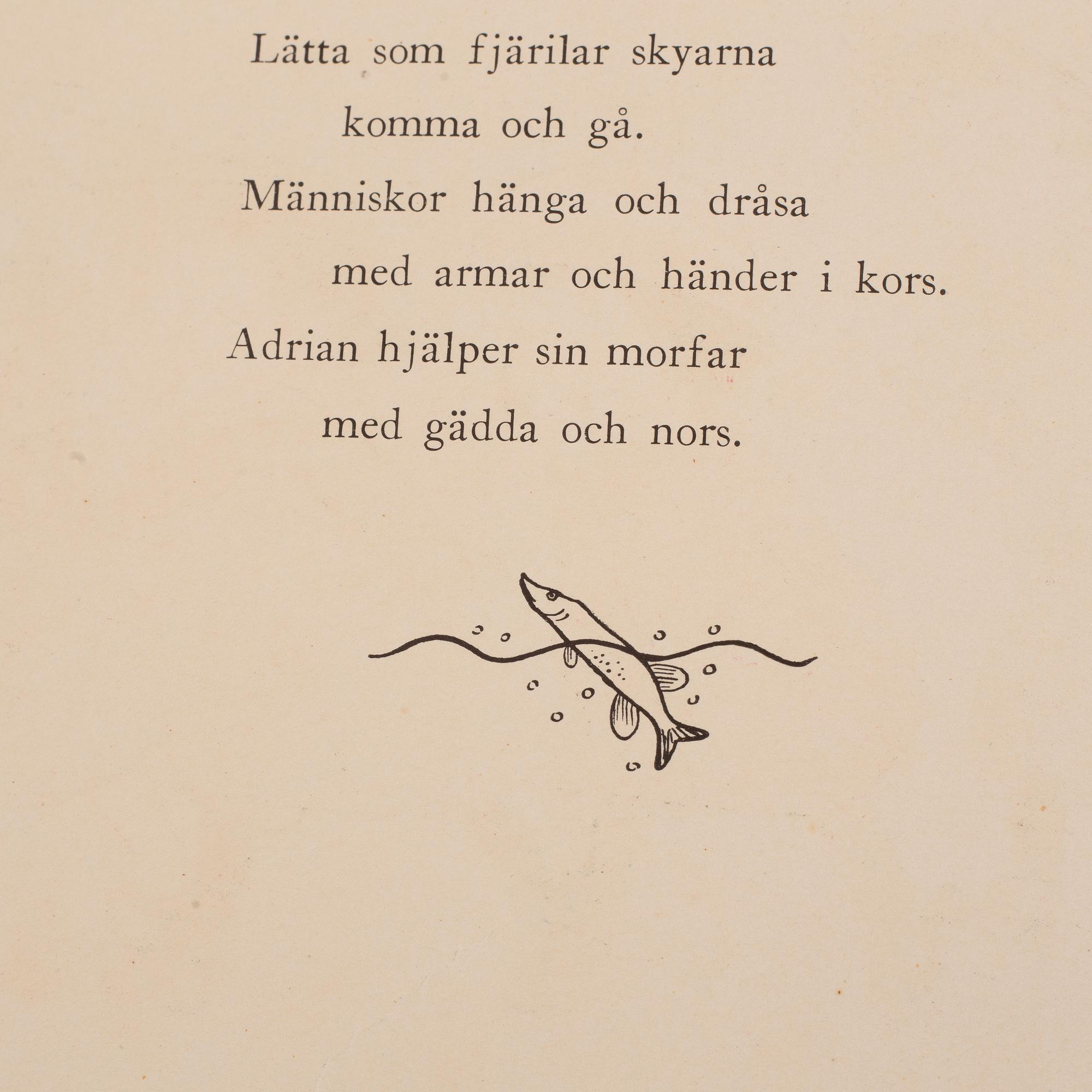 BARNBOK, "Lars och Lisa i Stockholm" med text av Nils Ferlin, färgteckningar av Gösta Bjelkebo, 1937.
