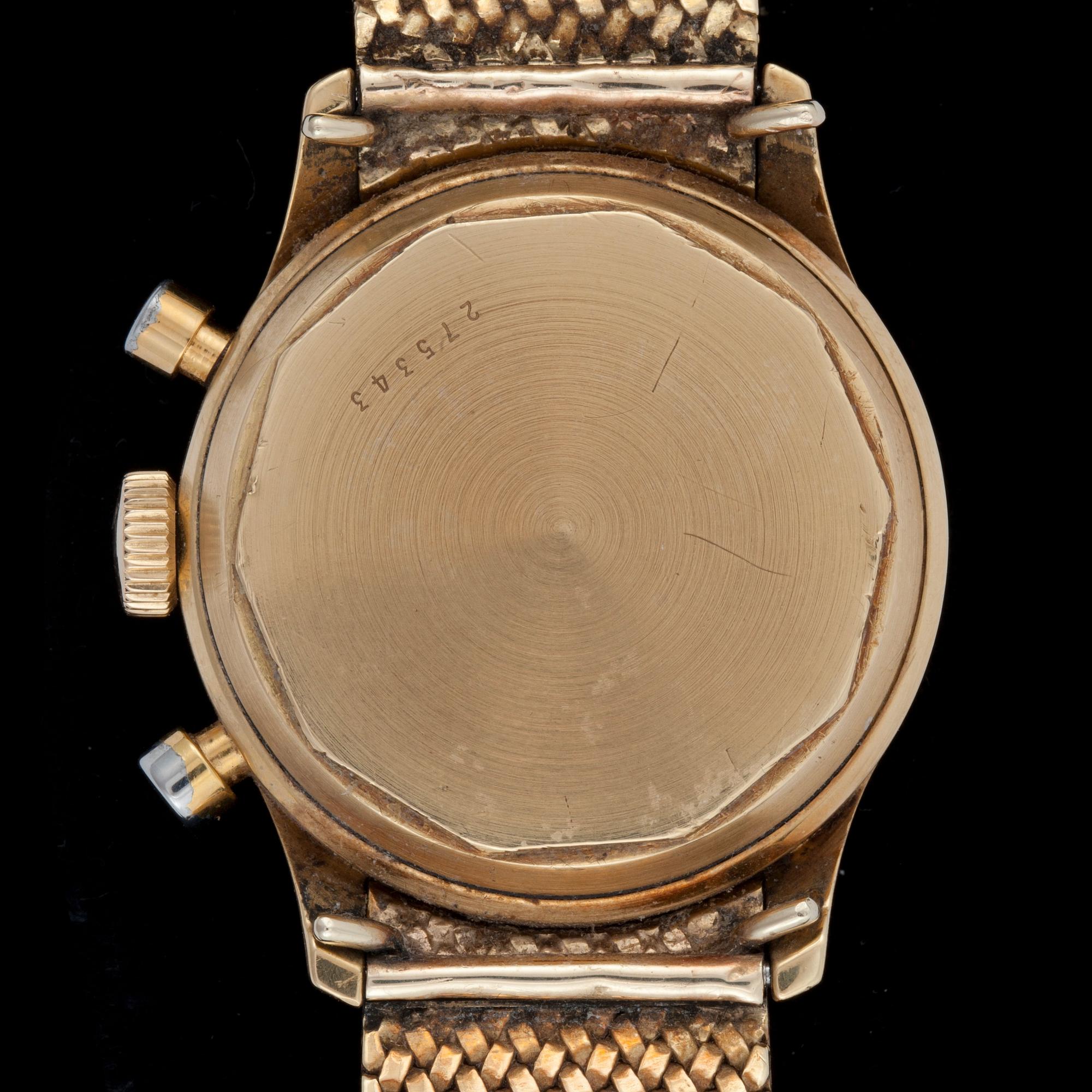 ARMBANDSUR, herr, LeCoultre, kronograf, 18k guld. Vikt ca 102g.