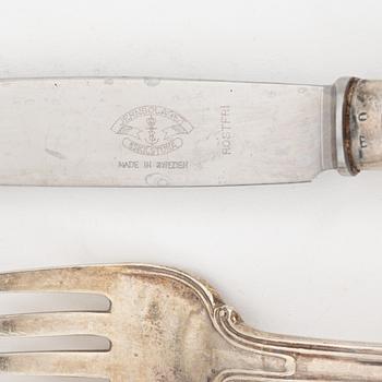 A 36 piece silve cutlery set, 'Olga', including Pehr Fredrik Palmgren, Stockholm, 1862-74.