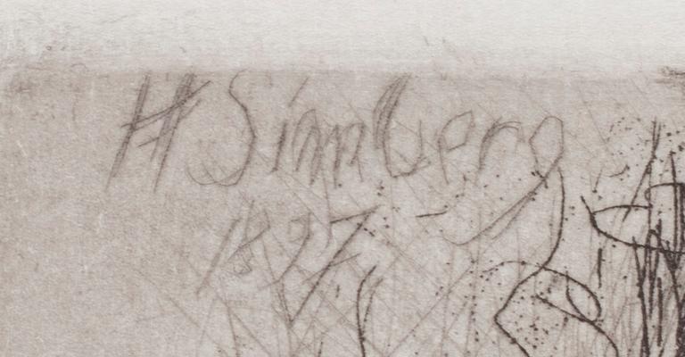 Hugo Simberg, line-etching and dry point, signed in plate.