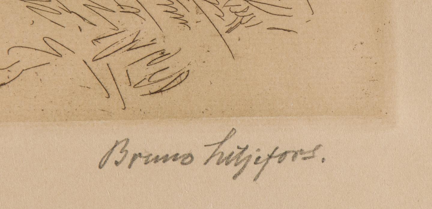 Bruno Liljefors, etching, signerad.