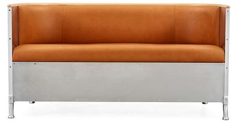 A Mats Theselius aluminium and leather sofa, Källemo Sweden.