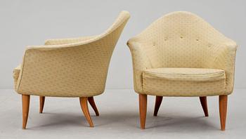 FÅTÖLJER, ett par, "Lilla Adam", Kerstin Hörlin-Holmquist, Nordiska Kompaniets verkstäder, Nyköping, 1950-tal.