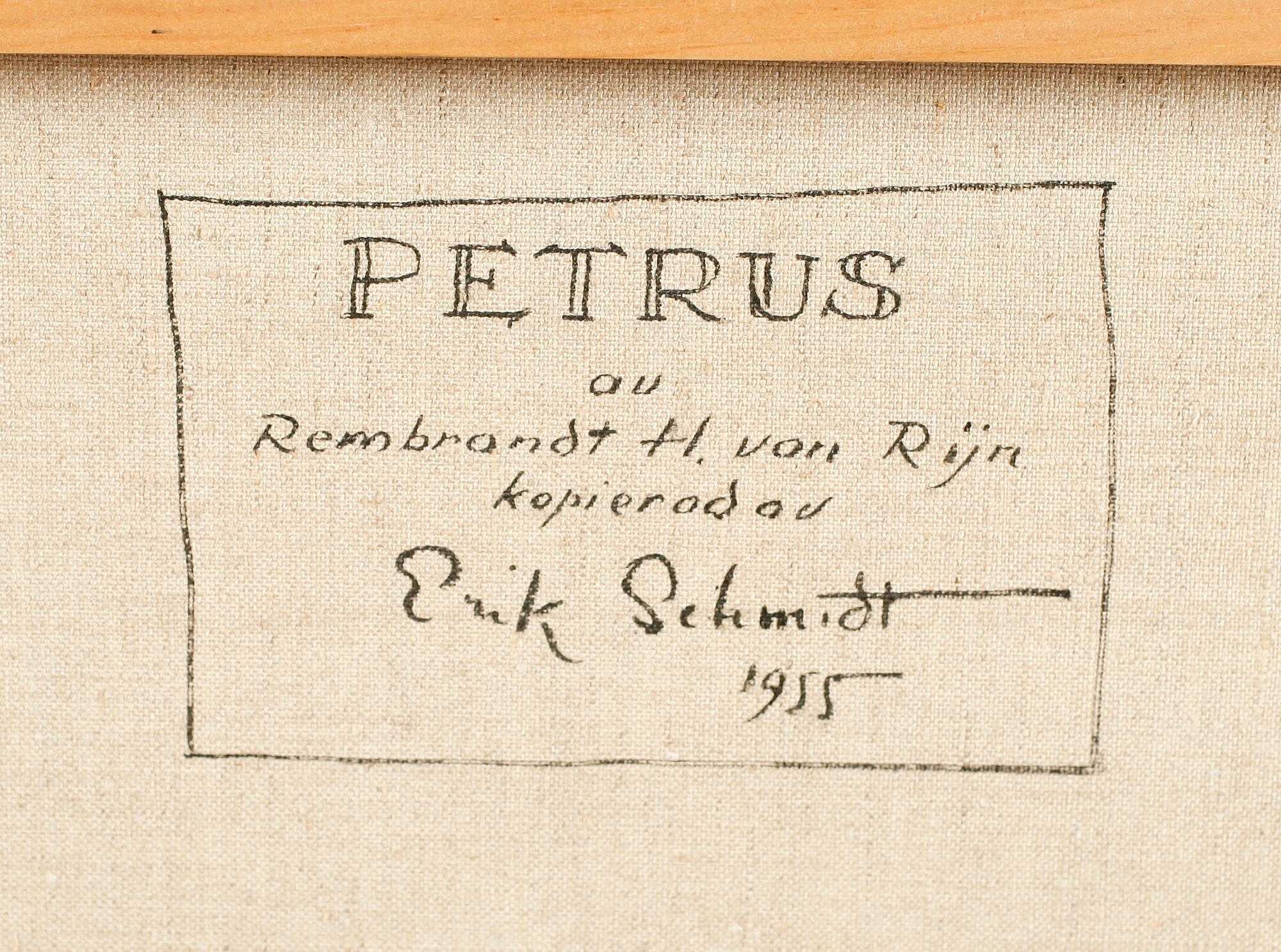 ERIK SCHMIDT 1925-, kopia efter Rembrandt, olja på duk, signerad och daterad 1955.