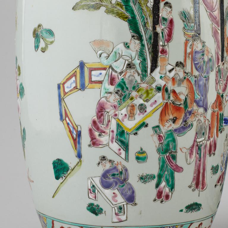 A pair of famille rose floor vases, 20th century.