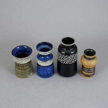 VASER, 4 st, stengods, Britt-Louise Sundell, Gustavsberg Studio samt Gustavsberg. 1950/60-tal.