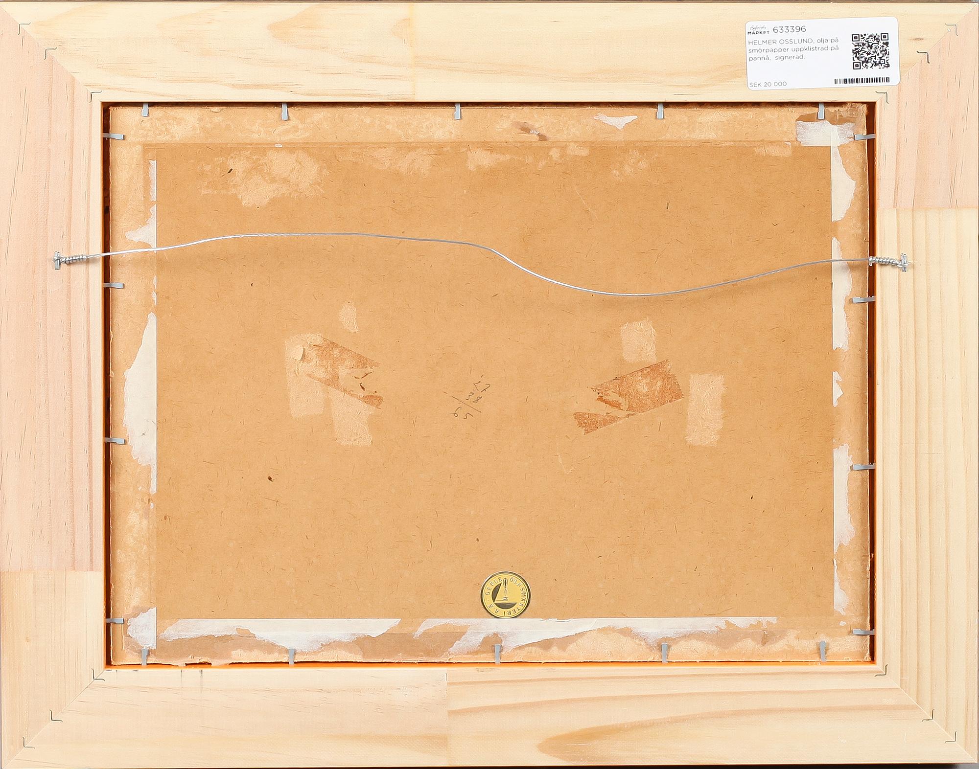 HELMER OSSLUND, olja på smörpapper uppklistrad på pannå,  signerad.